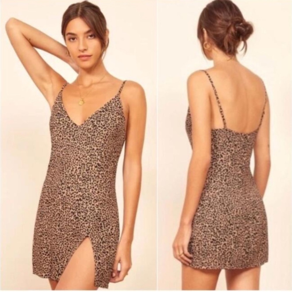 Reformation MarloweBrown Black Slip Mini Dress Spaghetti Strap